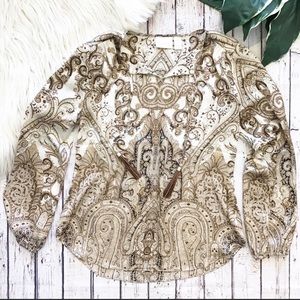 Stunning Chico's Paisley Tassel Tie Blouse / Shirt